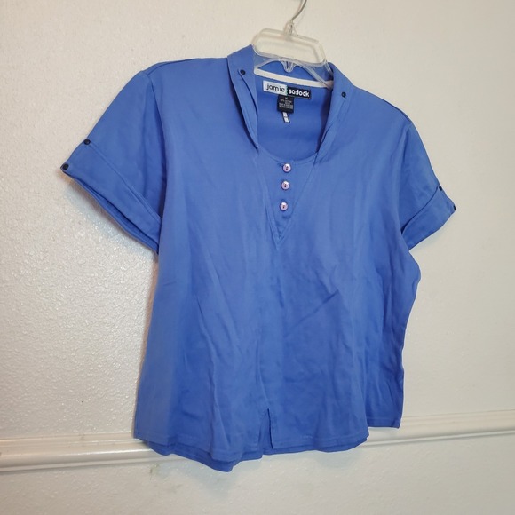 Jamie Sadock Women's Size M Blue Short Sleeve Golf Polo Top 100% Cotton - Picture 2 of 14